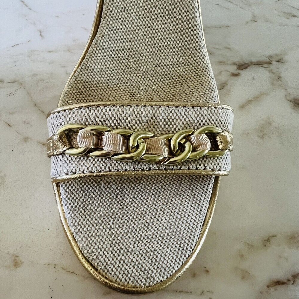 COACH Ellette Gold Beige Cork Wedge Heel Sandals - US 8.5 - Picture 6 of 11